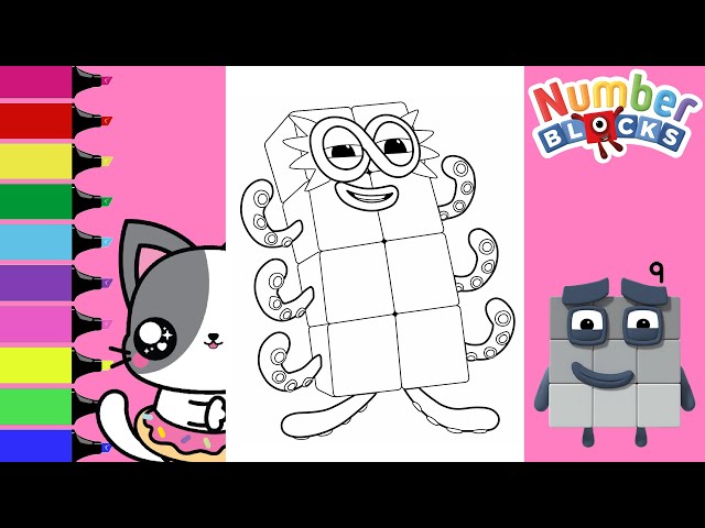 Coloring nuberblocks and coloring book pages sprinkled donuts jr
