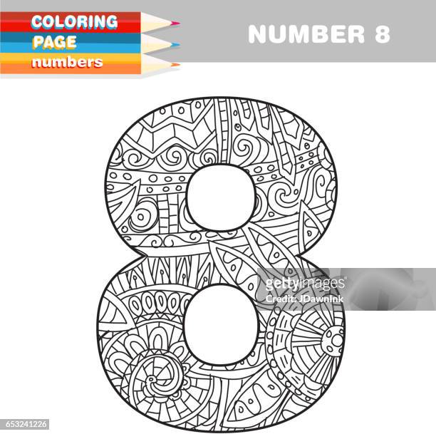Adult coloring book numbers hand drawn template high