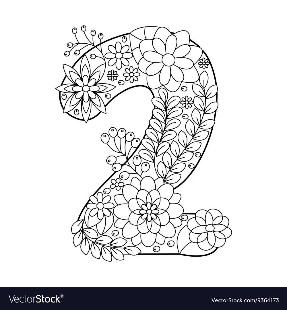 Number coloring book for adults royalty free vector image