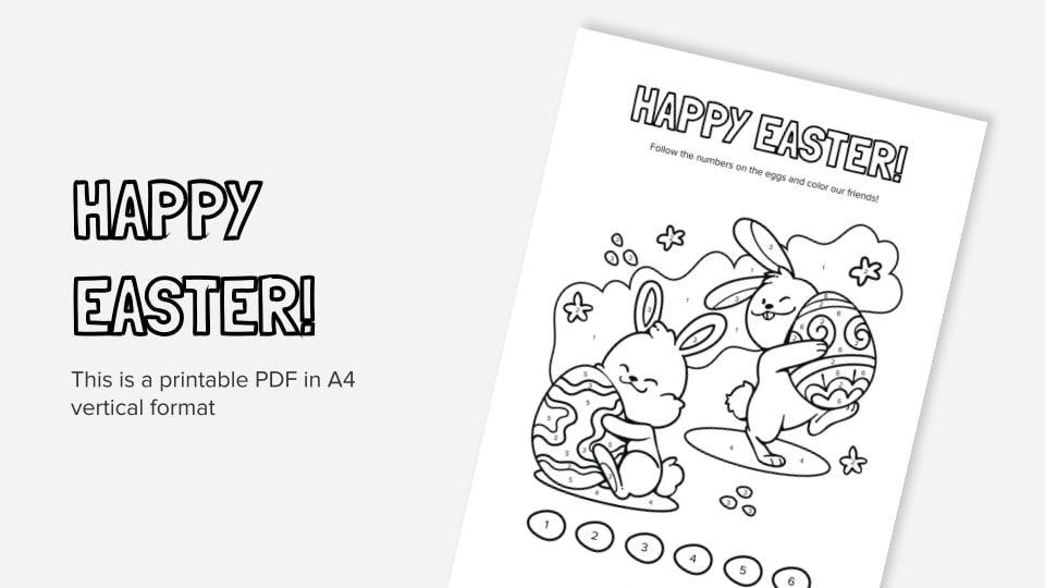 Easter color by number printable coloring worksheet