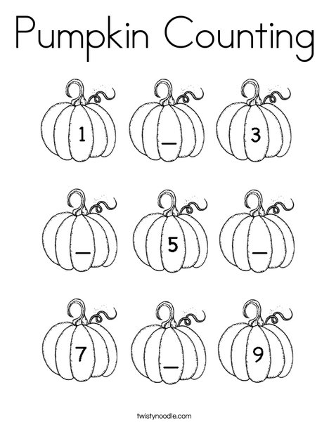 Pumpkin counting coloring page