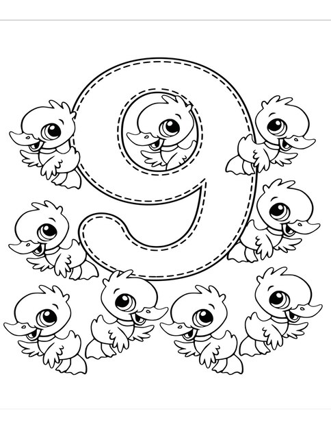 Premium photo number counting and coloring page