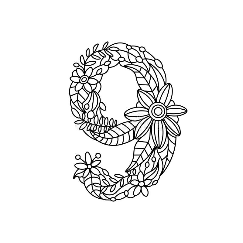 Number coloring book for adults vector stock vector
