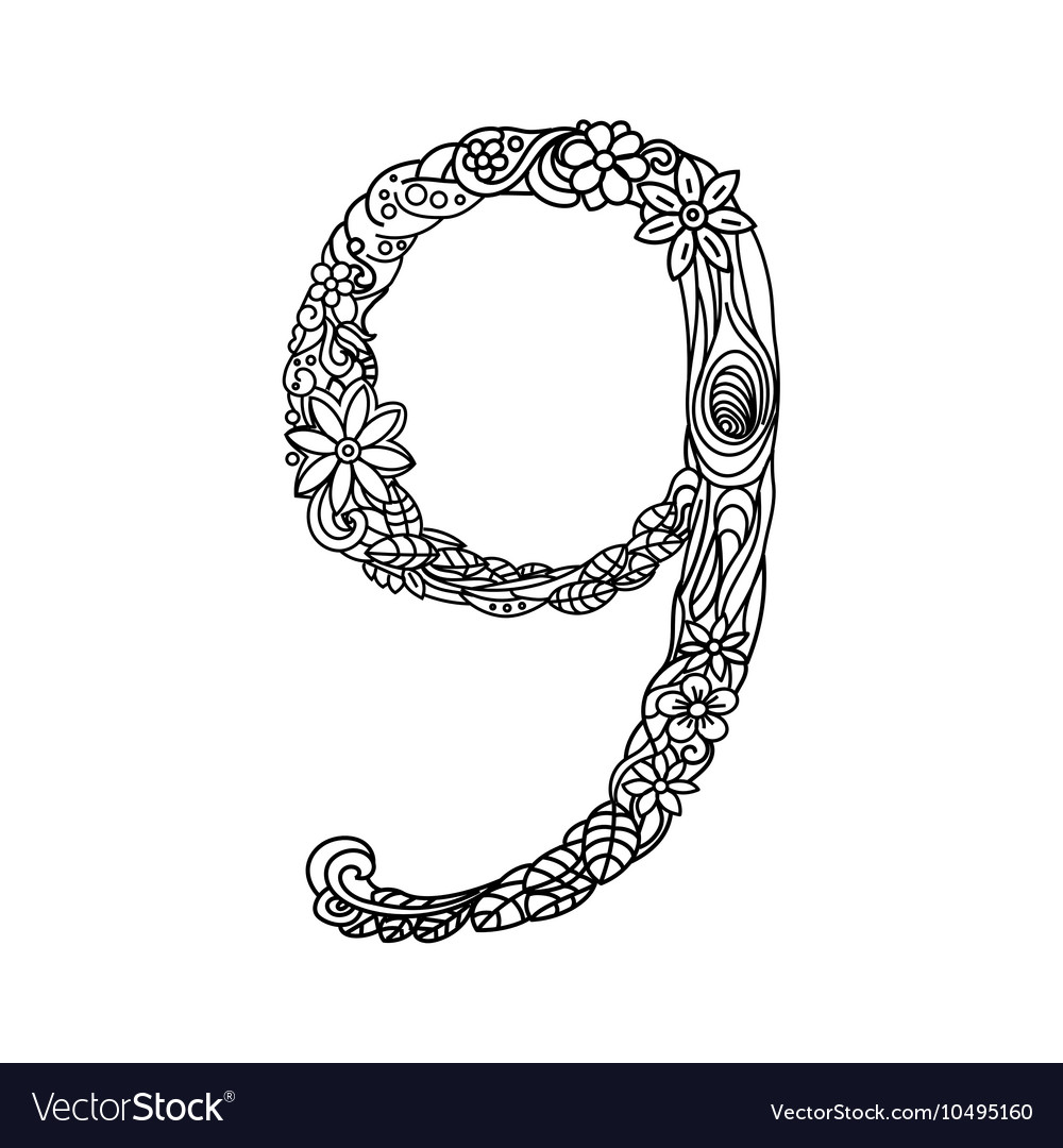 Number coloring book for adults royalty free vector image