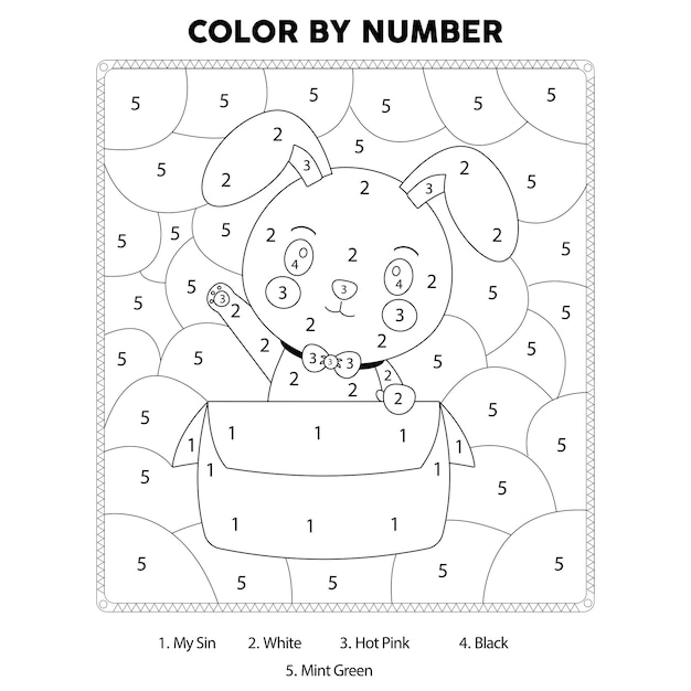 Premium vector easter day color by number coloring page