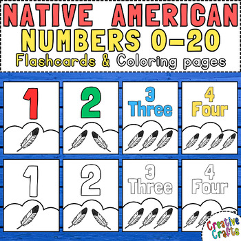 Native american heritage month count numbers to flash cards coloring pages