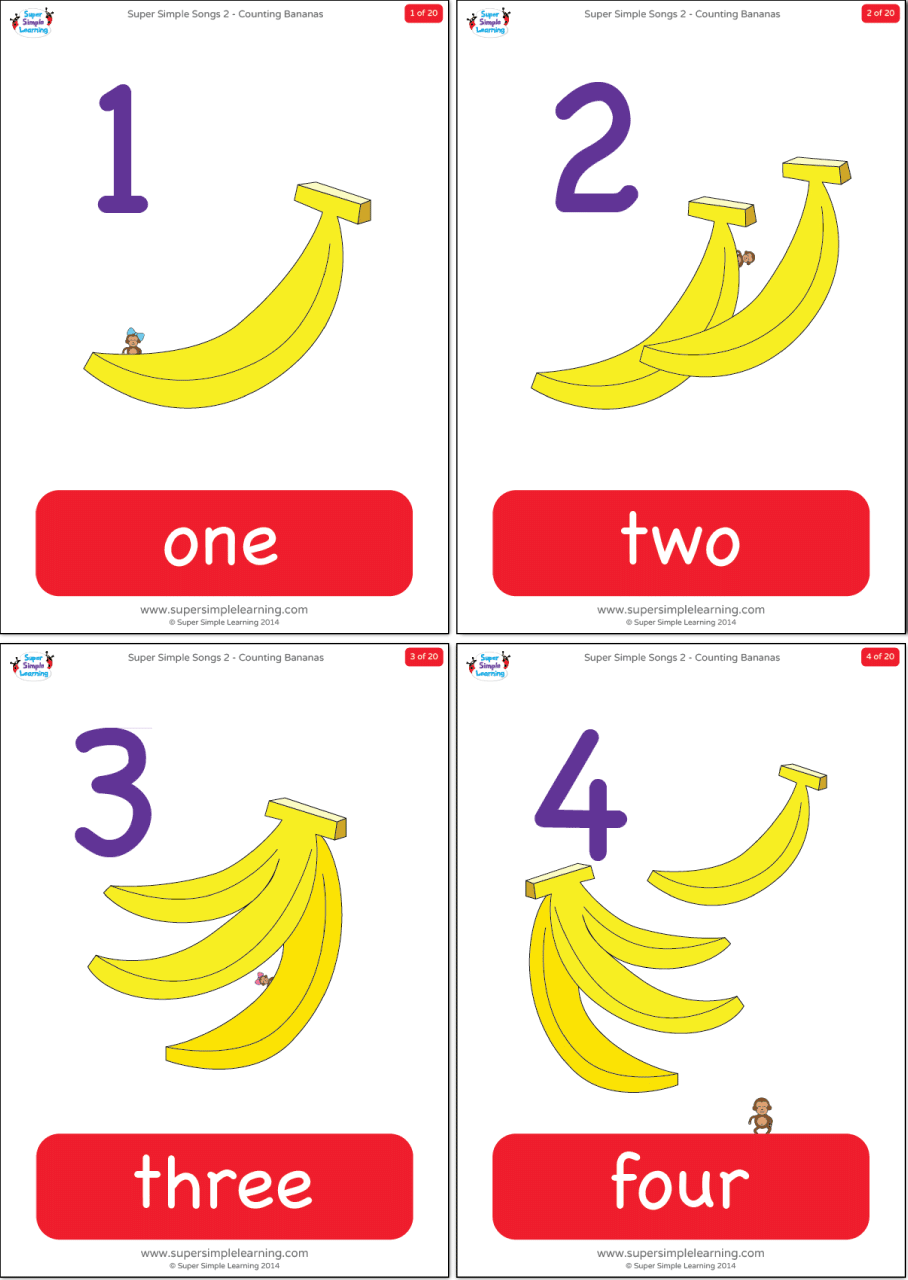 Counting bananas flashcards