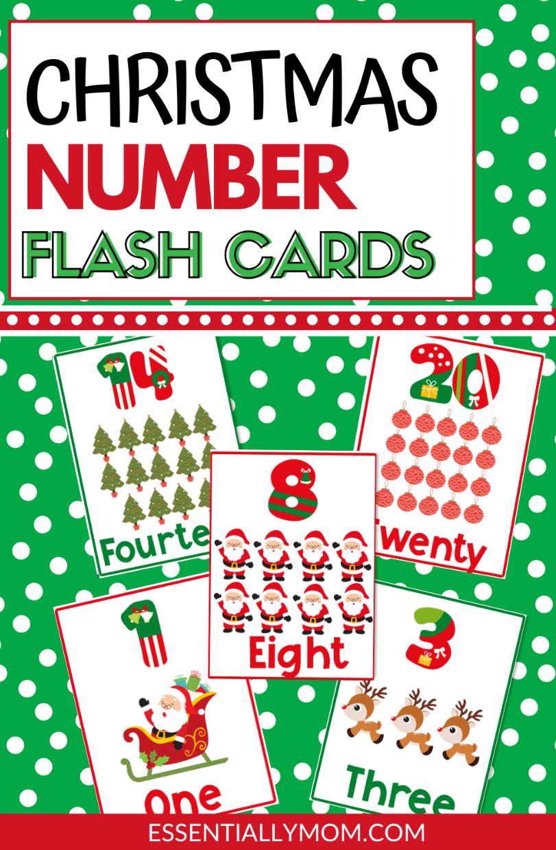 Free christmas number flashcards printable number flash cards