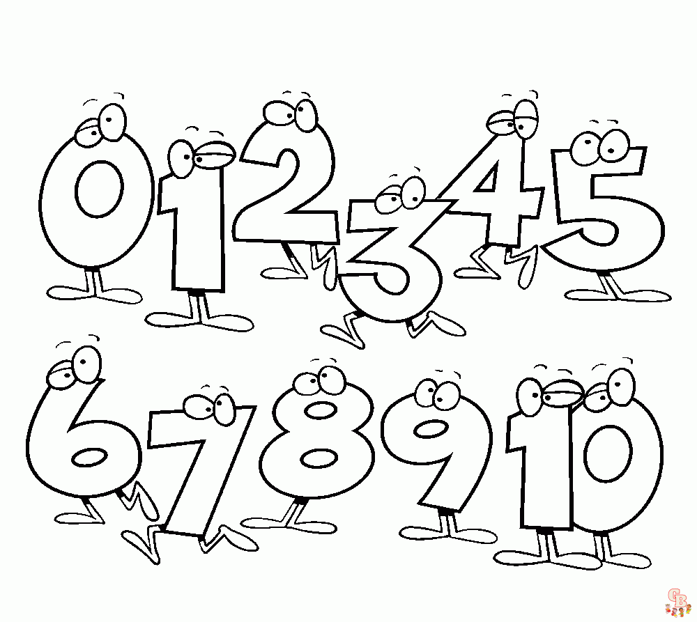 Printable number coloring pages free for kids and adults