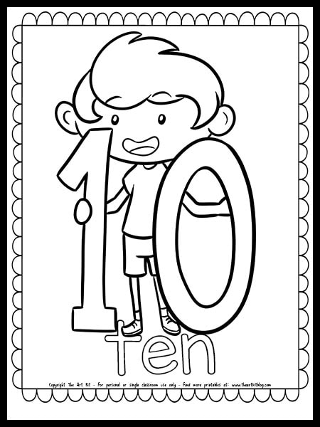 Number kids coloring page free printable â the art kit