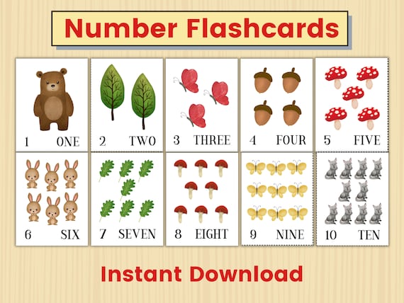 Cute number flash cards printable number flash cards