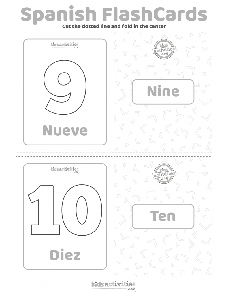 Spanish flash cards numbers