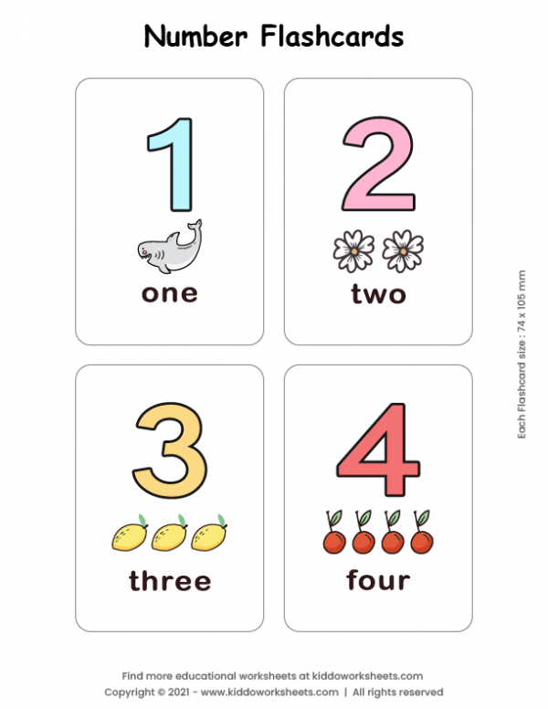Free printable numbers flashcards worksheet