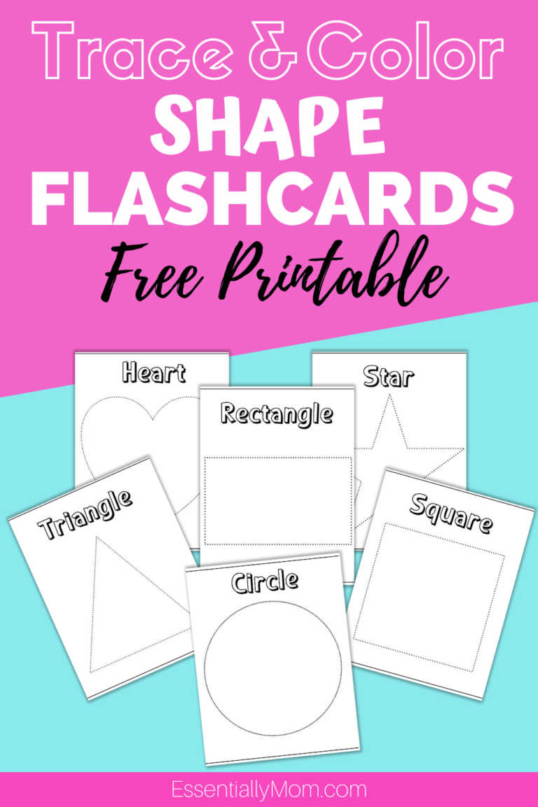Trace color shape flash cards printable shape flash cards