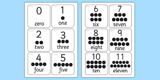 Number flash cards number cards
