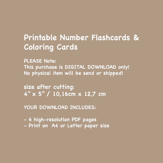 Printable number flashcards