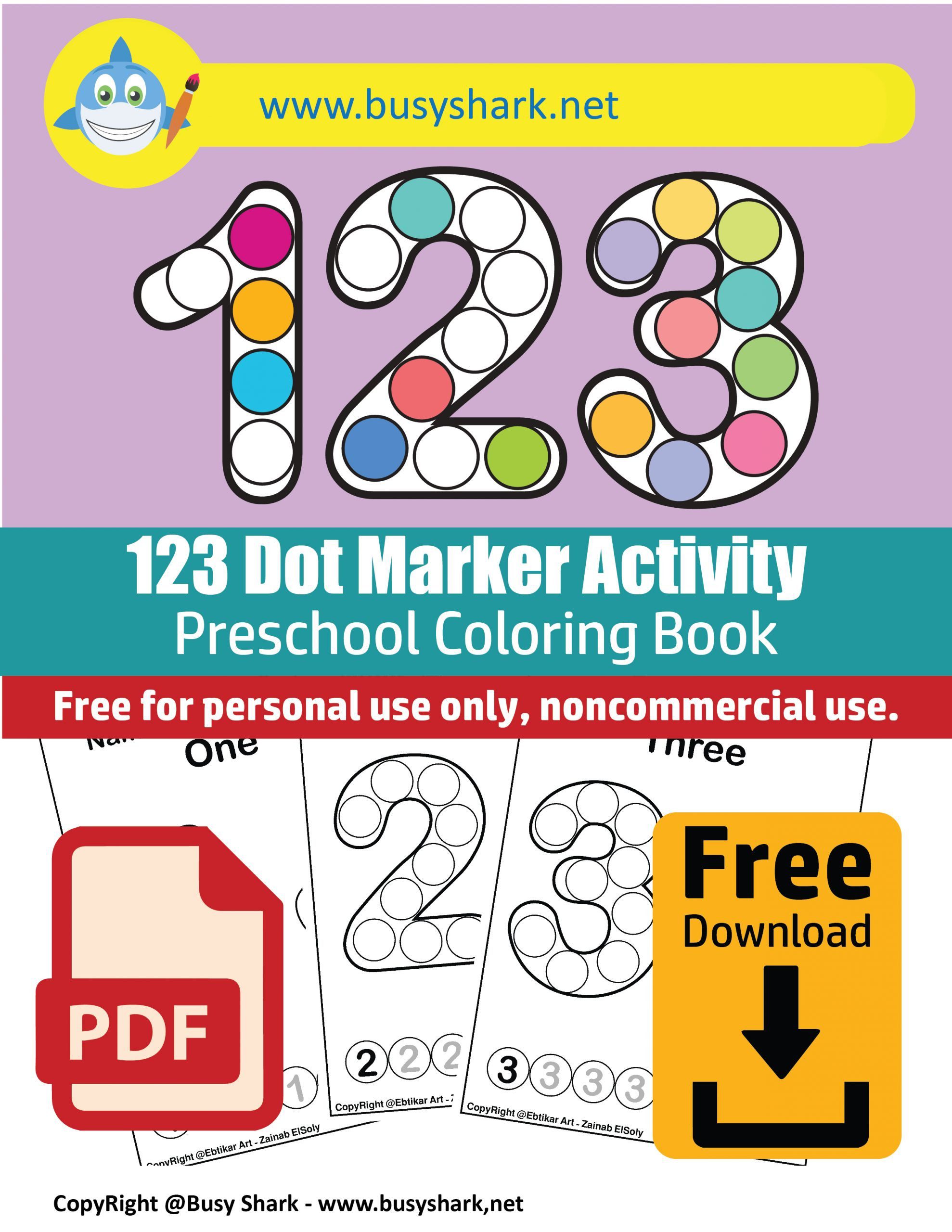 Count apples numbers dot marker free coloring pages