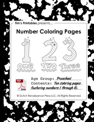 Numbers coloring booklet â tims printables