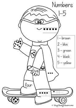 Color by number superhero coloring sheets using number representations