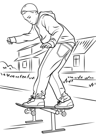 Balancing on skateboard coloring page free printable coloring pages