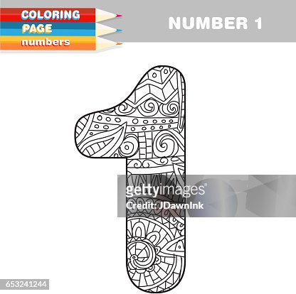 Adult coloring book numbers hand drawn template high