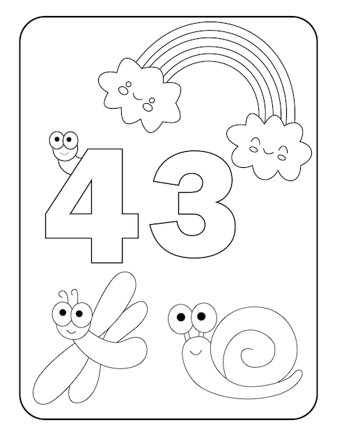 Premium vector number coloring pages with cute insects for kids