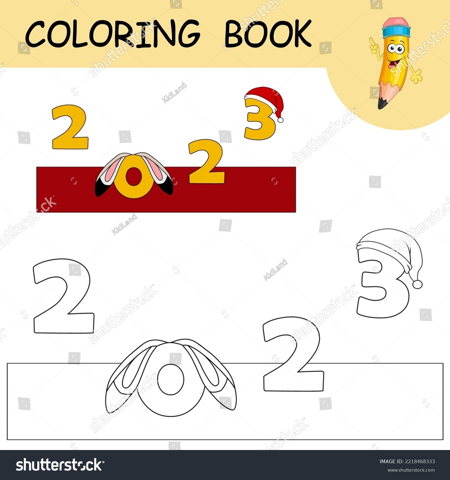 Coloring book cartoon rabbit ears santa stock vector royalty free