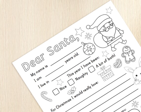 Letter to santa coloring page kids christmas wish list printable letter christmas activity christmas coloring dear santa no prep