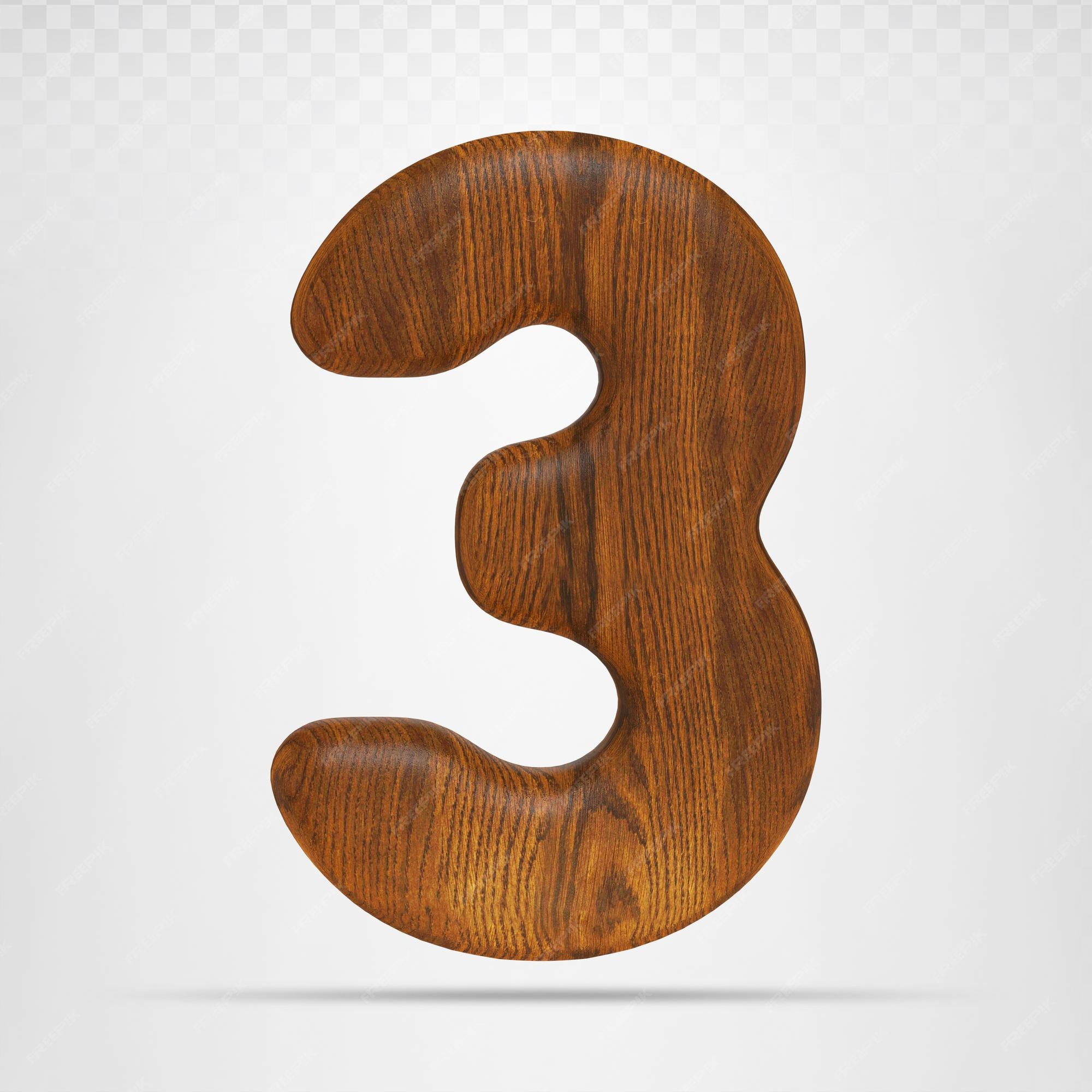 Premium psd d number render wood black