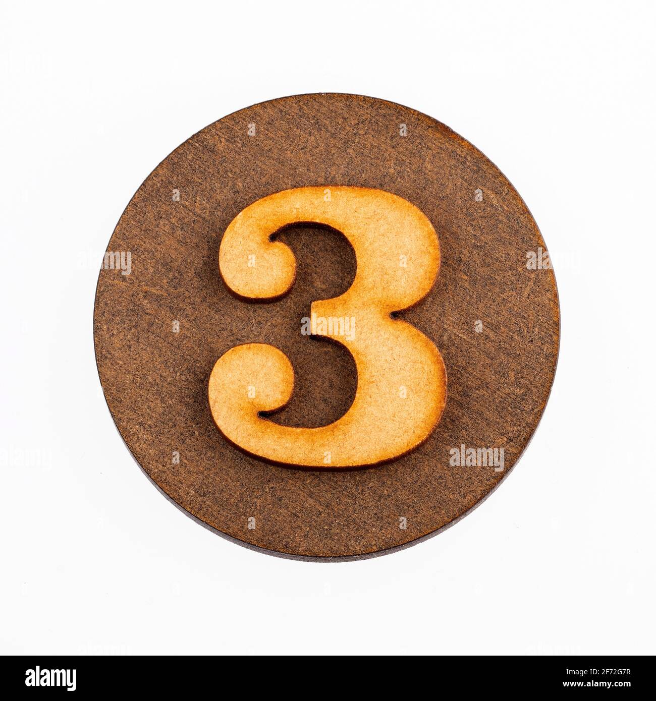 Number in a wooden circle stock photo