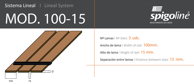 Sizes and options for linear wood slat cladding