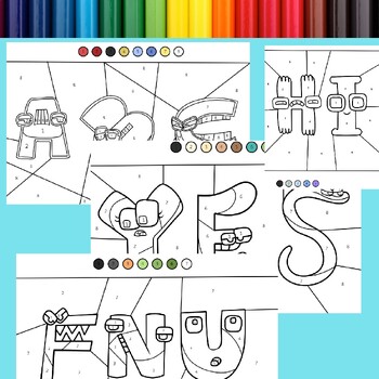 Alphabet lore color by number coloring pages for kids color by number letters