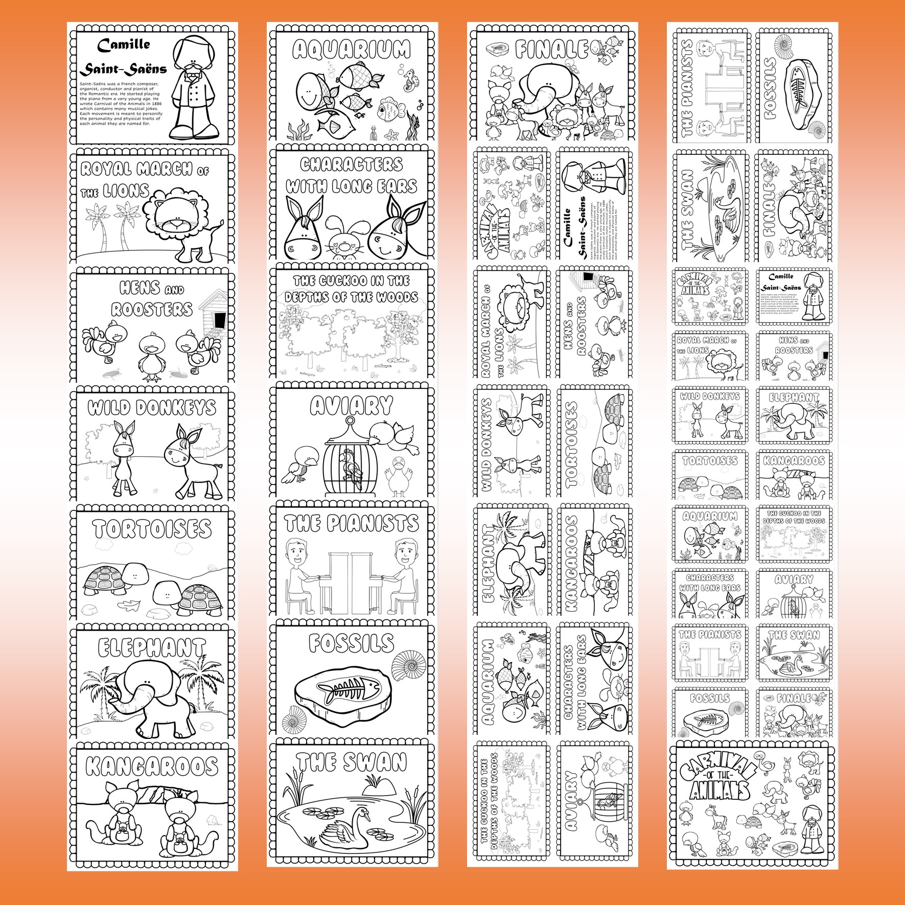 Carnival of the animals coloring pages
