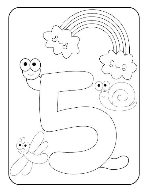Premium vector number coloring pages with cute insects for kids