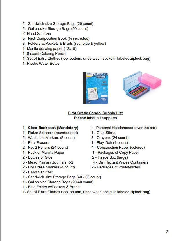 School supplies â parent resources â legacy preparatory charter academy