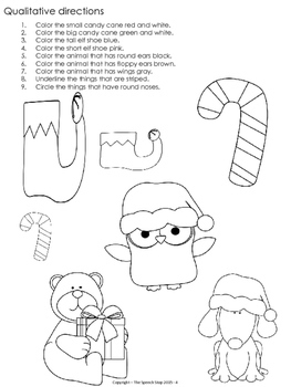 Christmas following directions coloring packet by jessica wallace slp