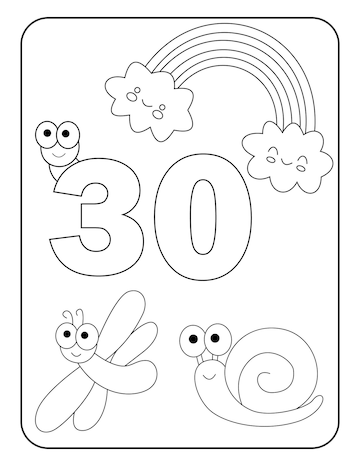 Premium vector number coloring pages with cute insects for kids