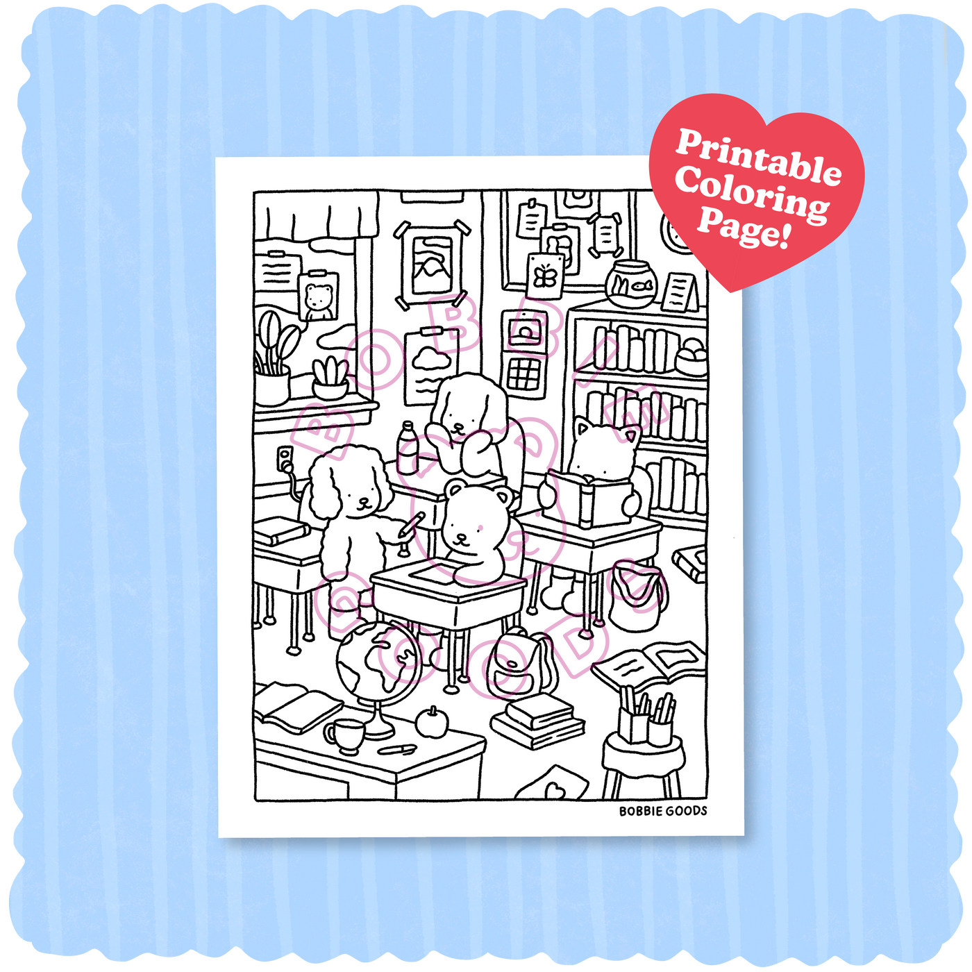 Digital download â classroom coloring page â bobbie goods