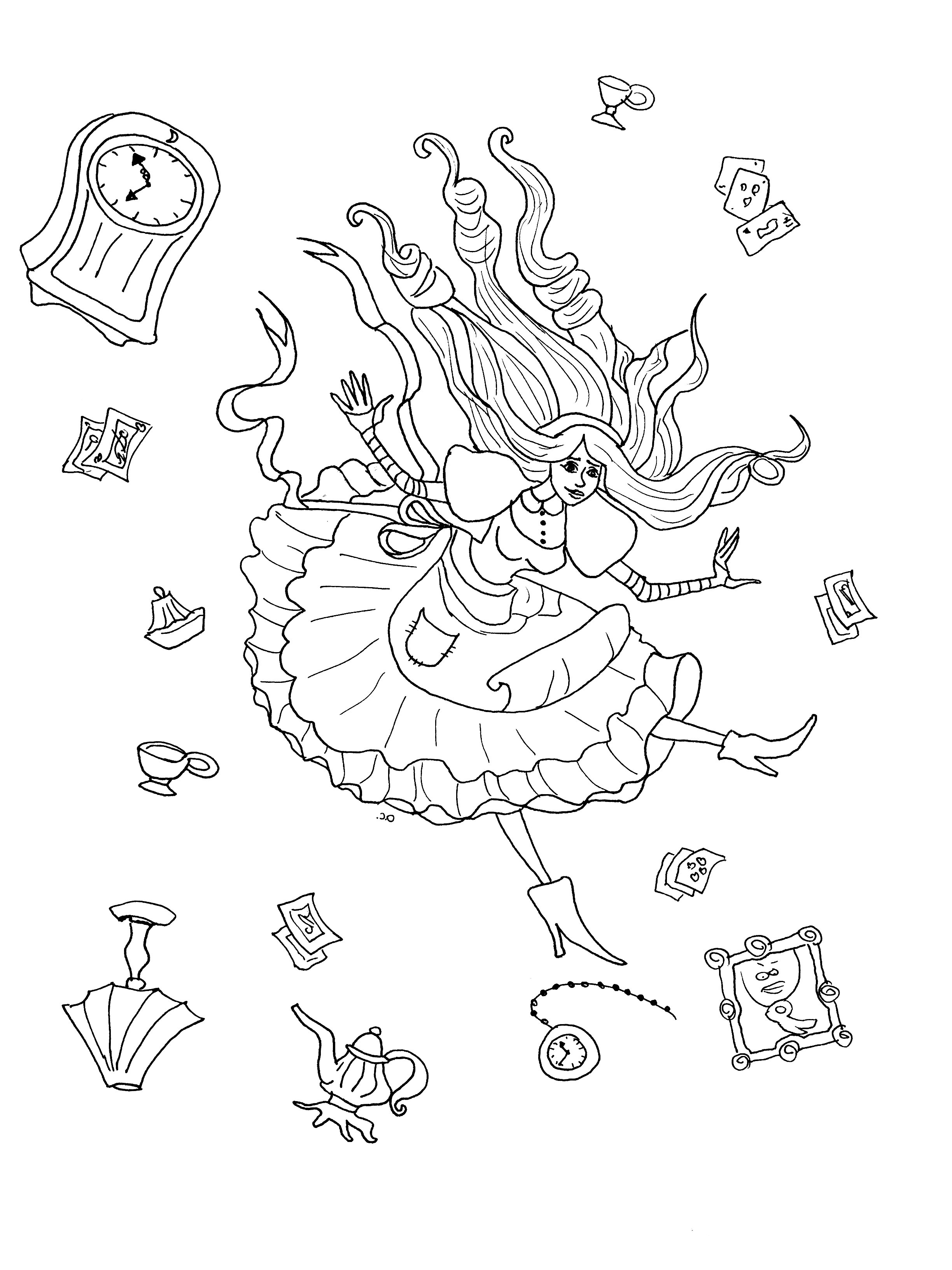 Alice no paãs das maravilhas colorir pãginas para imprimir para crianãas