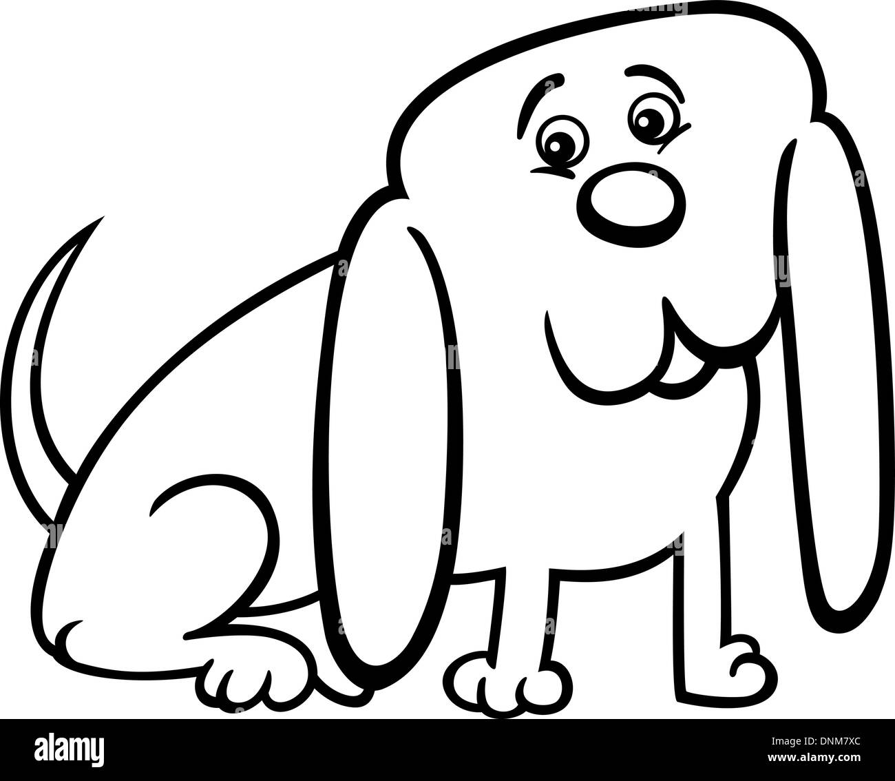 Cartoon illustration of funny little dog with huge ears for coloring book stock vector image art