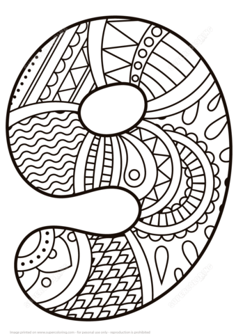 Number zentangle coloring page free printable coloring pages disegni da colorare motivi di zentangle pagine di libro da colorare