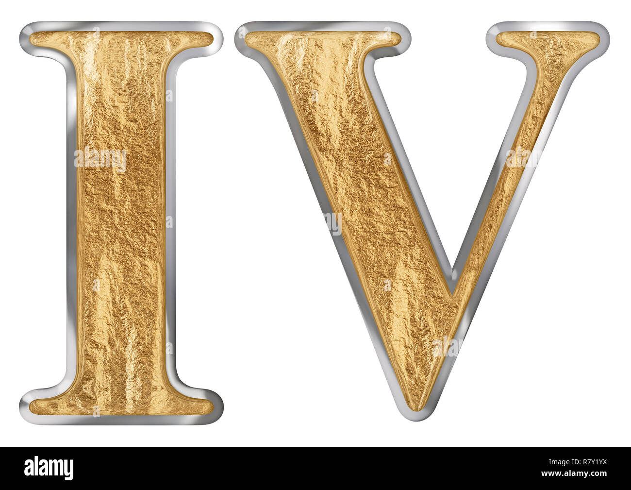 Roman numeral iv quattuor four isolated on white background d render stock photo