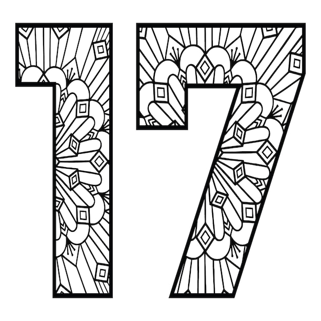 Premium vector mandala number coloring page for kids