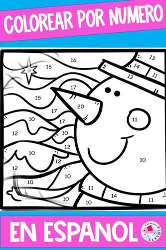 Spanish winter math coloring pages