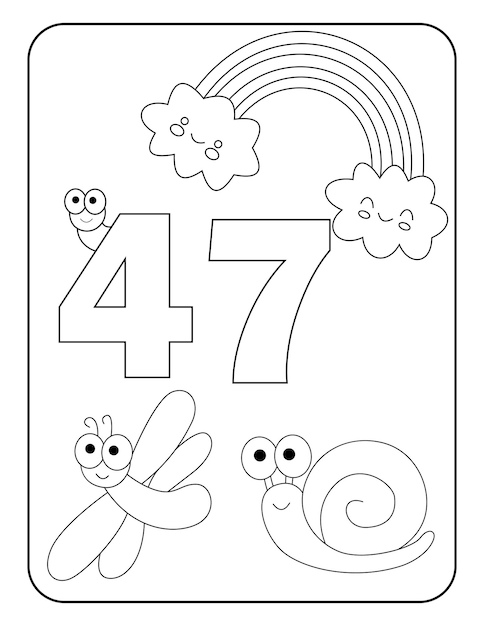Premium vector number coloring pages with cute insects for kids