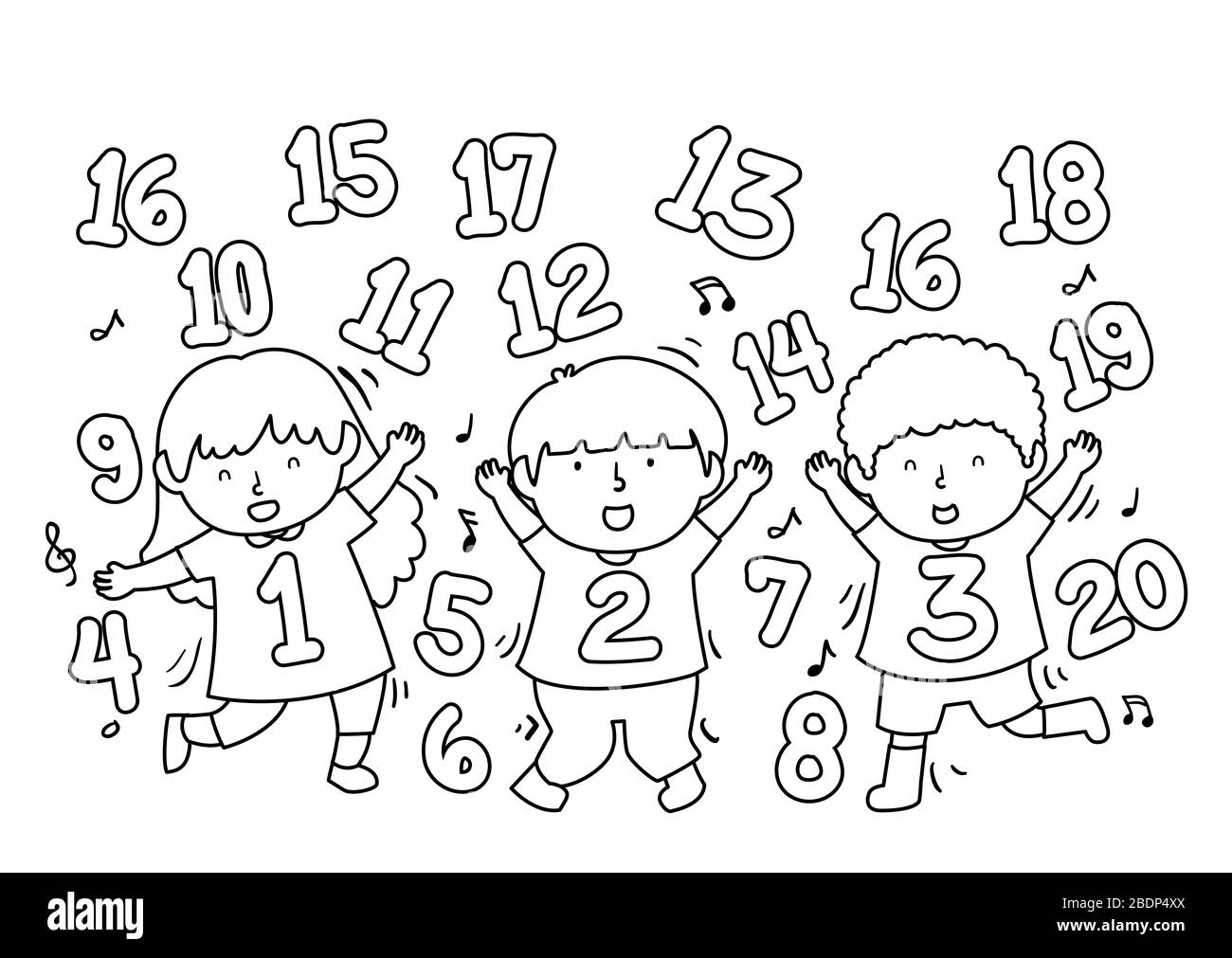 Learning counting numbers for kids black and white stock photos images