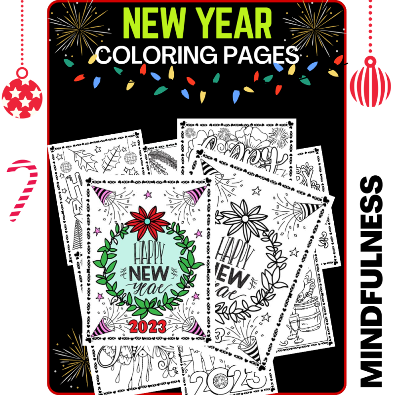 New year coloring pages no prep