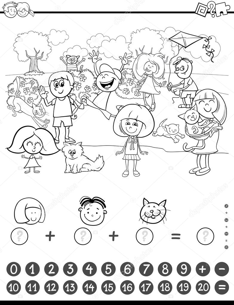 Maths activity coloring book stock vector by izakowski