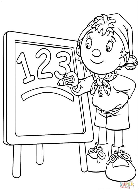 Noddy writes numbers on the board coloring page free printable coloring pages