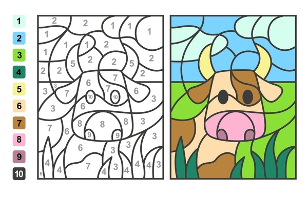 Hundred color by number cow royalty